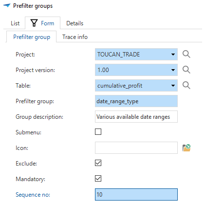 Mandatory exclusive prefilter groups