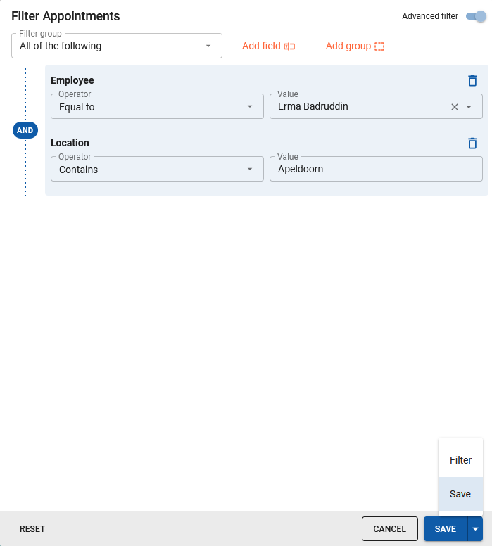 Saving an advanced filter as a prefilter