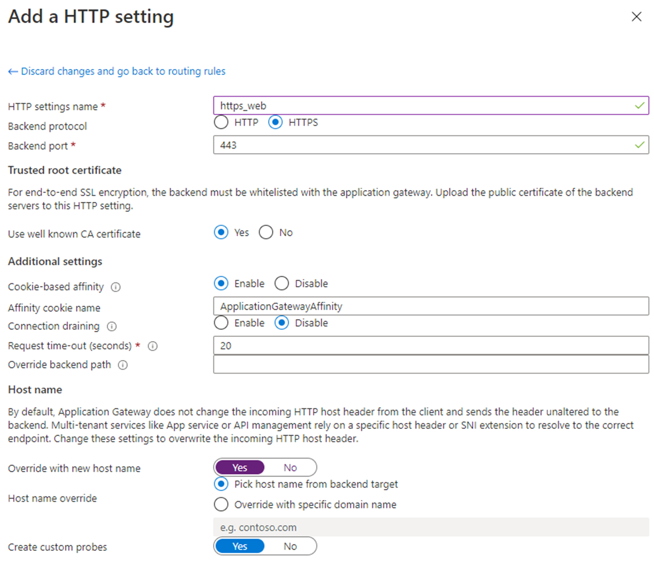 HTTP settingss
