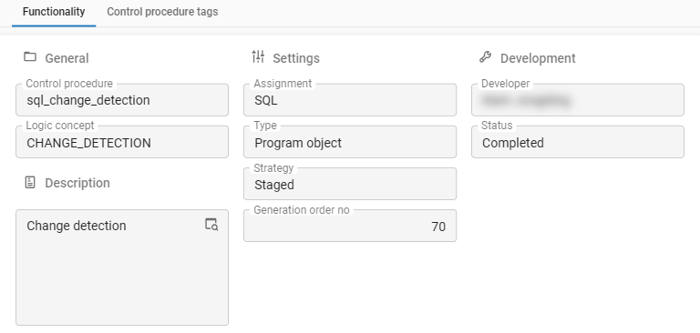 Control procedure change detection