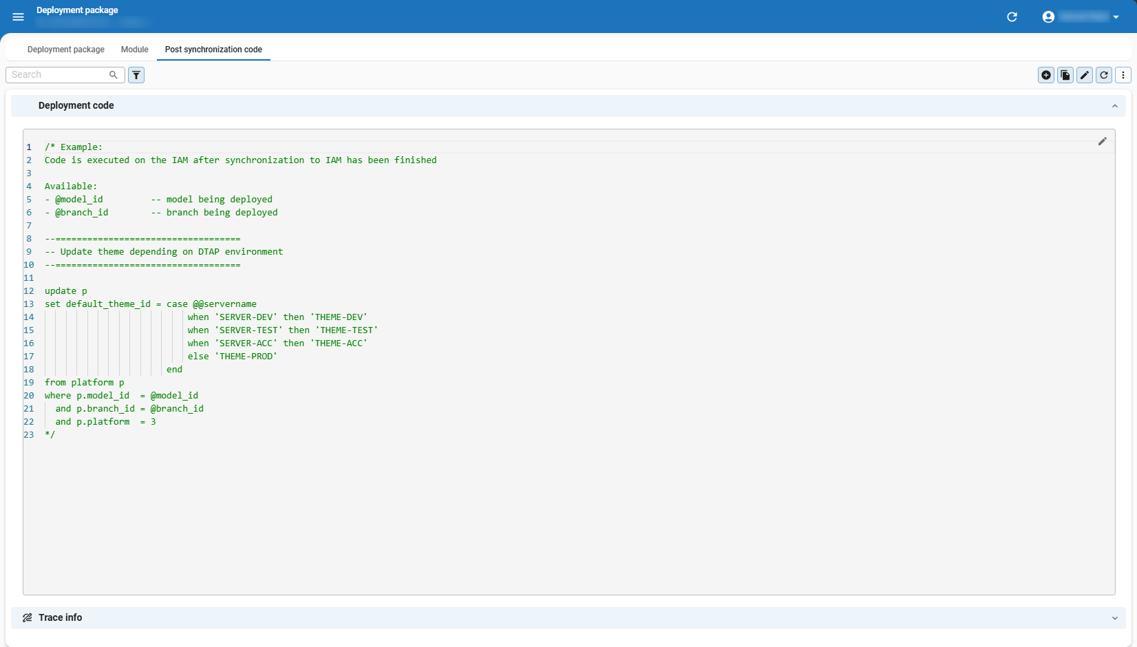 Post synchronization code