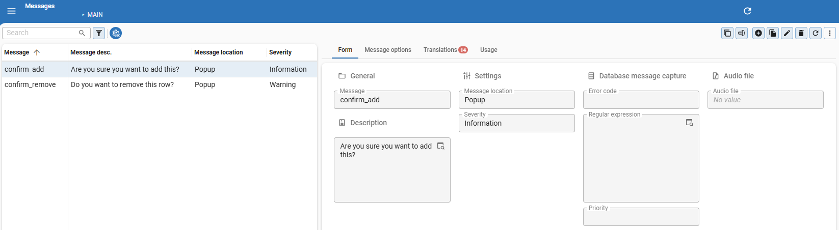 message form