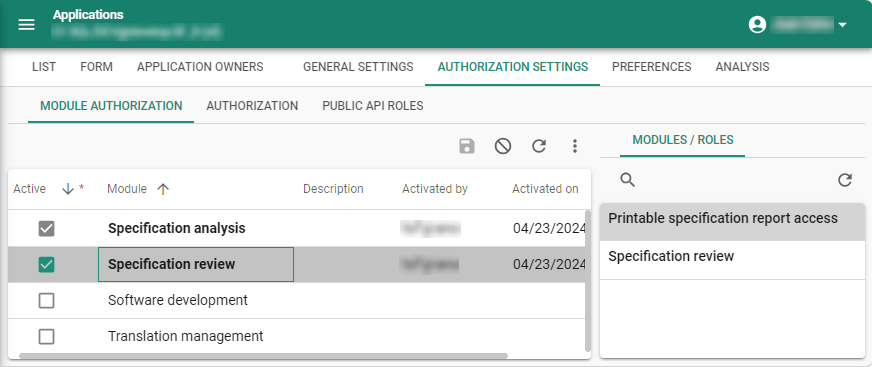 Enable module authorization