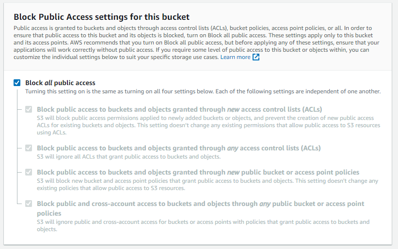 Public access settings from creation screen