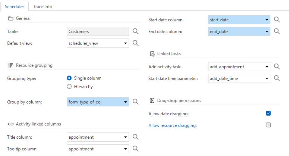 Scheduler settings