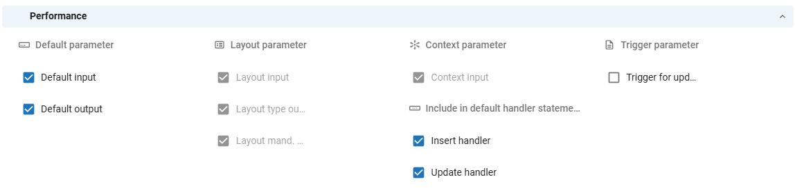 Performance settings with Columns