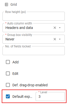 Enable default expanded in Grid properties