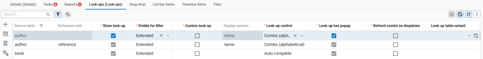 Table Look-ups in Links