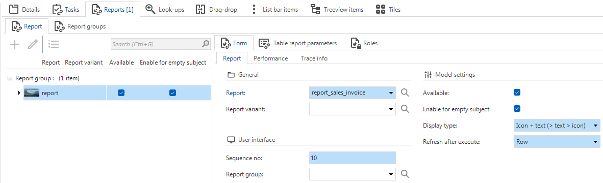 Report links for a table