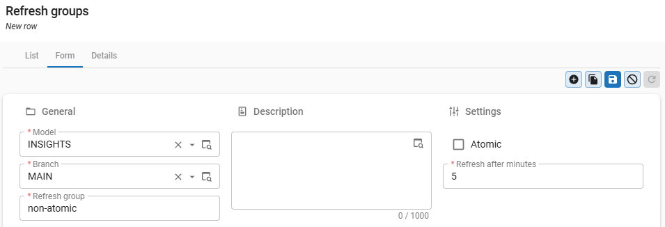 Offline details of refresh groups