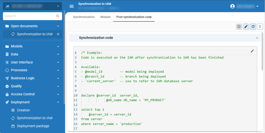 Post synchronization code
