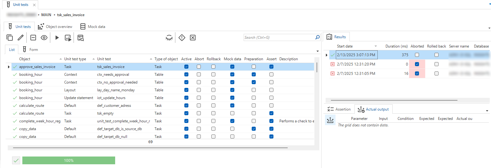 This image shows the unit test screen