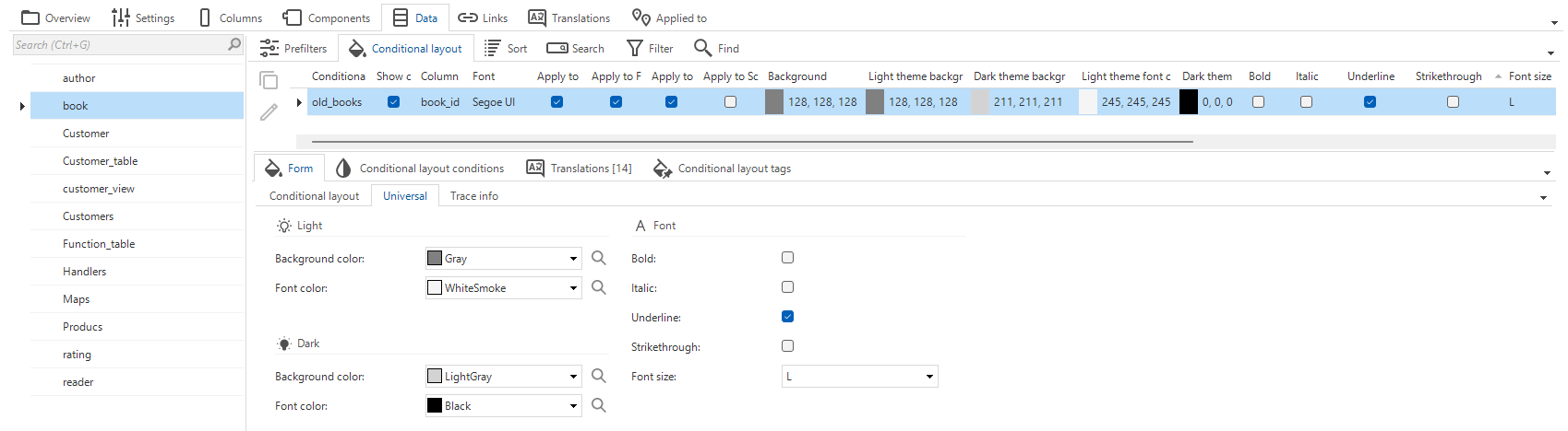 Conditional layouts for Universal