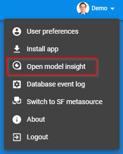 Model insight menu