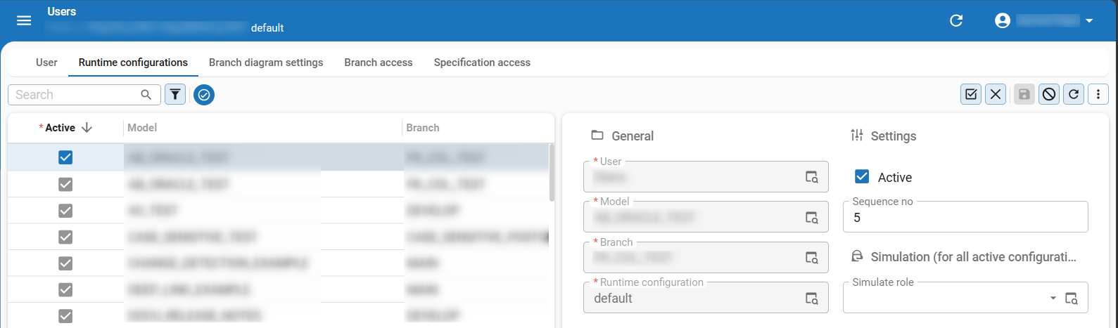 runtime config per user